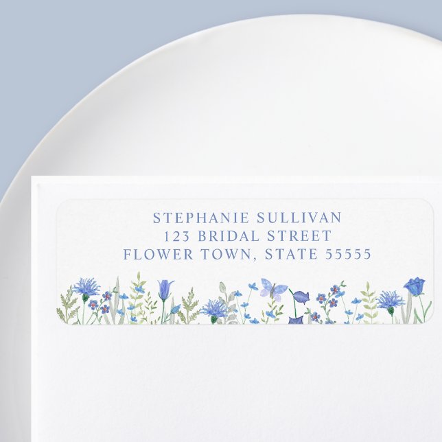  Blue Floral Bridal Shower Return Address (Creator Uploaded)