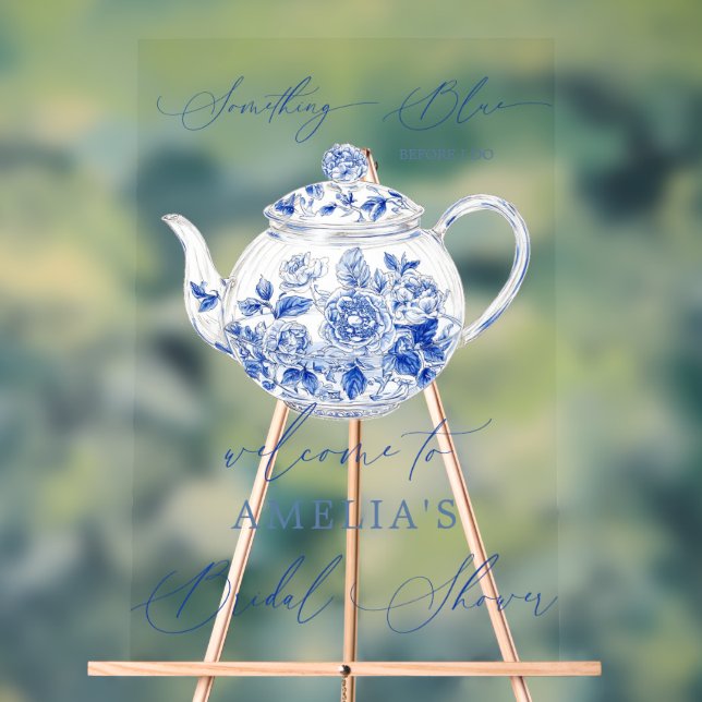 Blue Floral Bridal Shower Welcome sign (Neutral)