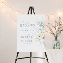 Blue Floral Bridal Shower Welcome sign