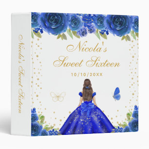 Blue Floral Brunette Hair Princess Sweet Sixteen Binder