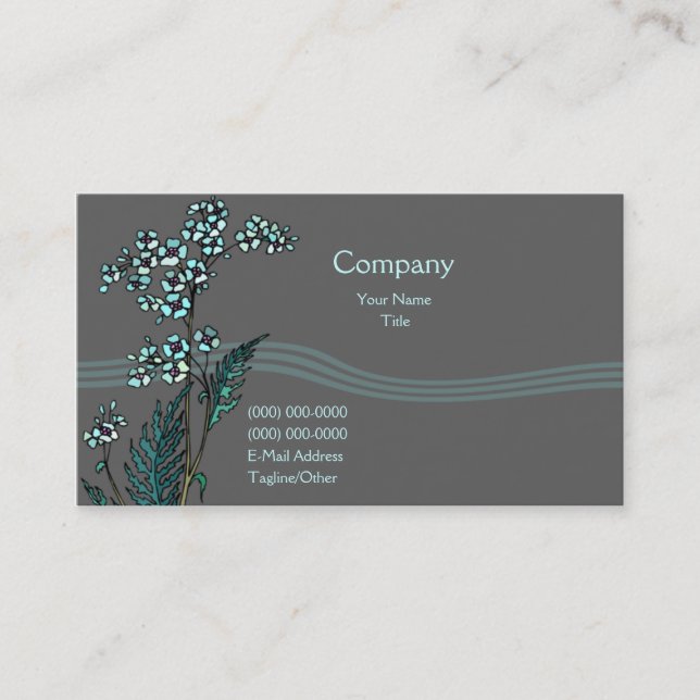 Blue Floral Business Card (Front)