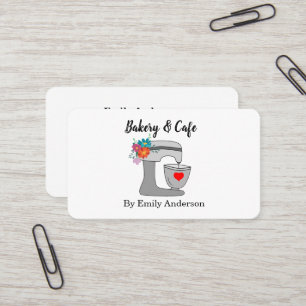 Blue Floral Cake Mixer Bakery Business Card