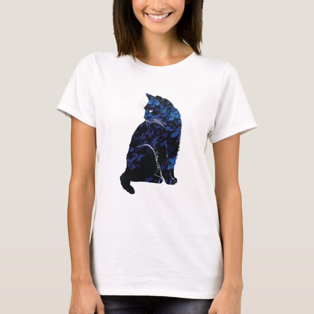 Blue Floral Cat Women's T-Shirt (Front)