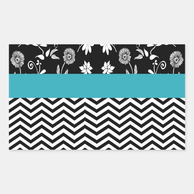 blue floral chevron sticker (Front)