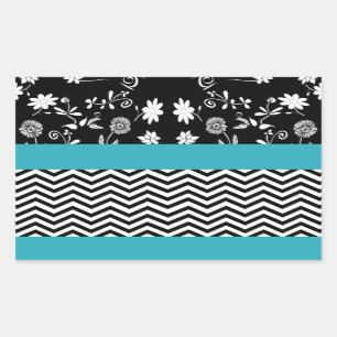 blue floral chevron sticker
