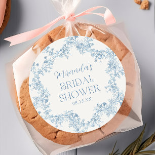 Blue Floral Chinoiserie Bridal Shower Sticker