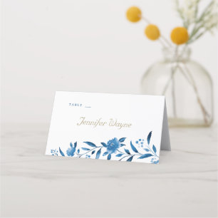 Blue floral Chinoiserie Wedding place cards