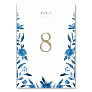 Blue floral Chinoiserie Wedding table card