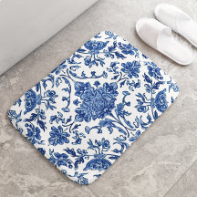 Blue Floral Chinoiserie White Watercolor