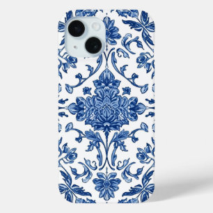 Blue Floral Chinoiserie White Watercolor iPhone 15 Case