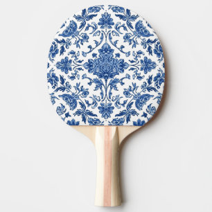 Blue Floral Chinoiserie White Watercolor Ping Pong Paddle