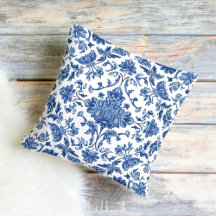 Blue Floral Chinoiserie White Watercolor