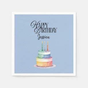Blue Floral Christian Birthday Napkin