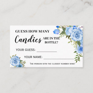 Blue Floral Combien de bonbons Baby shower carte d