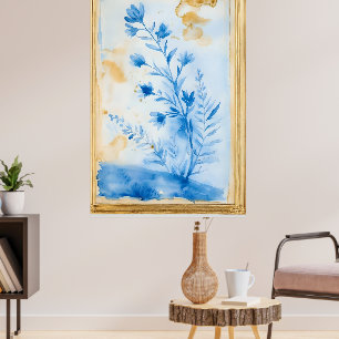 Blue floral composition. Type: Framed decorative Poster