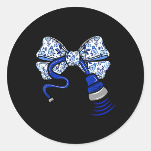 Blue Floral Coquette Bow Ultrasound Nurse Sonograp Classic Round Sticker