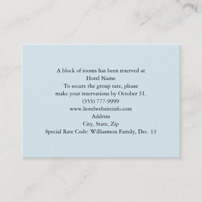 Blue Floral Cross Hotel and Direction Cards (Front)