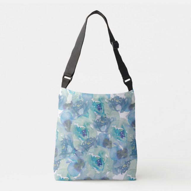 Blue Floral Crossbody Bag  (Front)