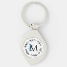 Blue Floral Custom Monogram - Letter M