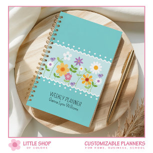 Blue Floral Customizable Planner