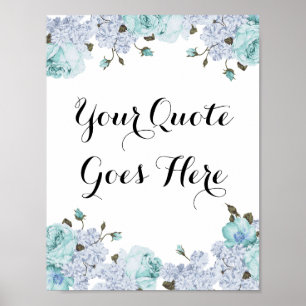 Blue Floral Customizable Poster Print
