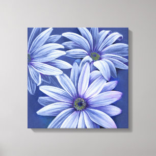 Blue floral daisy canvas original fine-art print