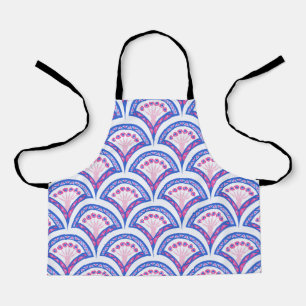 blue floral damask pattern apron