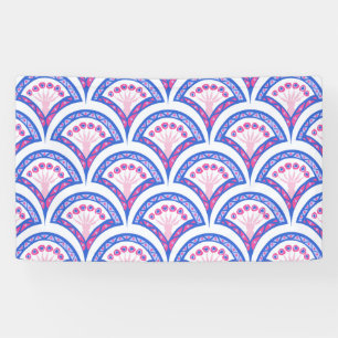 blue floral damask pattern banner