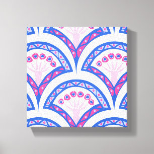 blue floral damask pattern canvas print
