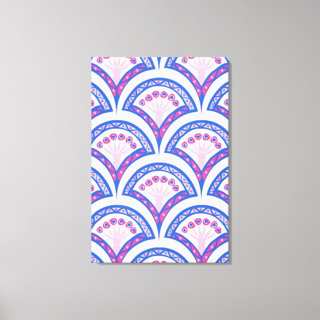 blue floral damask pattern  canvas print (Front)
