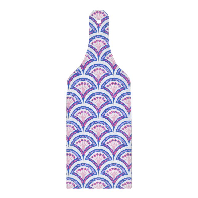 blue floral damask pattern  cutting board (Front)