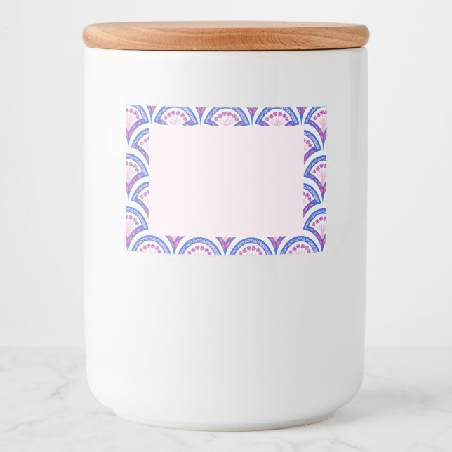 blue floral damask pattern  food label (Front)