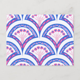 blue floral damask pattern  holiday postcard