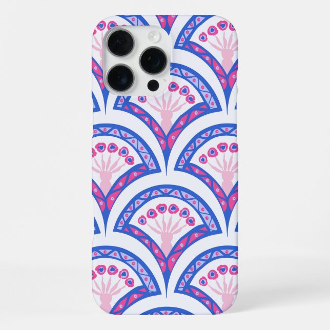 blue floral damask pattern  iPhone case (Back)