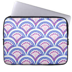 blue floral damask pattern laptop sleeve