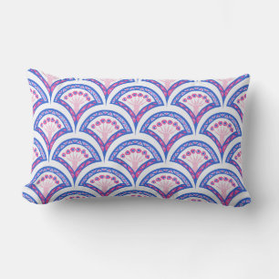 blue floral damask pattern lumbar pillow