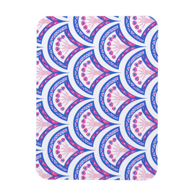 blue floral damask pattern  magnet (Vertical)
