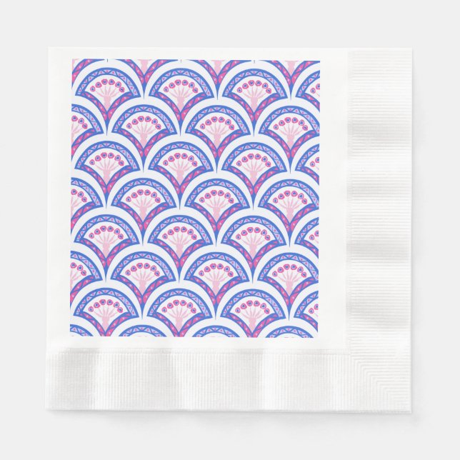 blue floral damask pattern  napkin (Front)