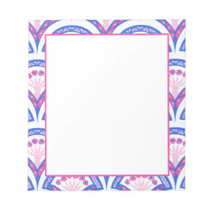 blue floral damask pattern notepad