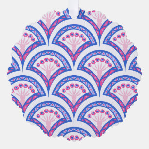 blue floral damask pattern  ornament card