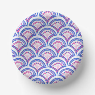 blue floral damask pattern  paper plate