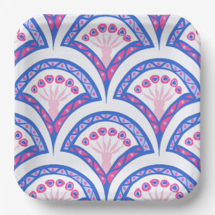blue floral damask pattern  paper plate