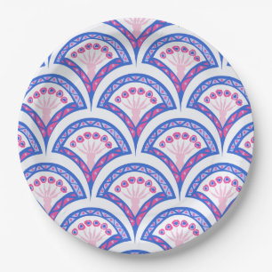 blue floral damask pattern  paper plate