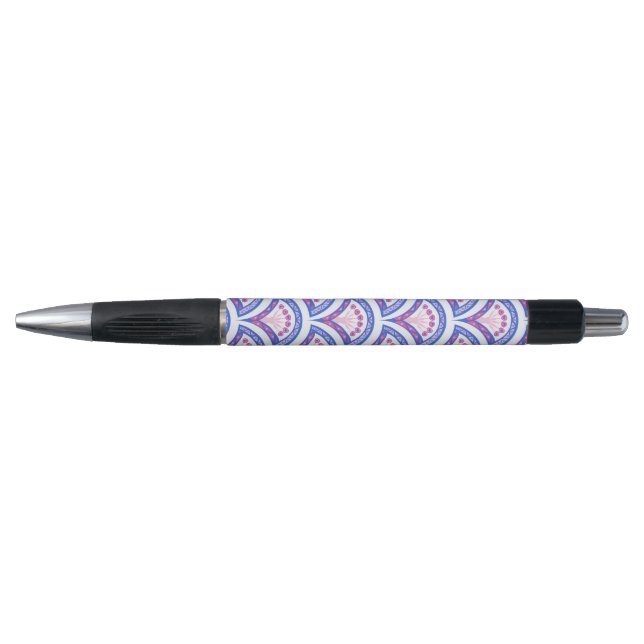 blue floral damask pattern  pen (Front)
