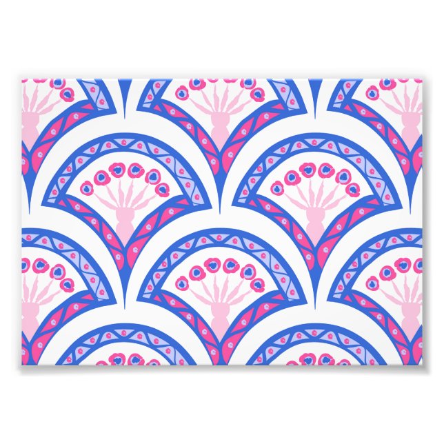 blue floral damask pattern  photo print (Front)