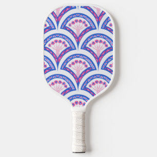 blue floral damask pattern pickleball paddle