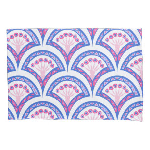 blue floral damask pattern pillowcase