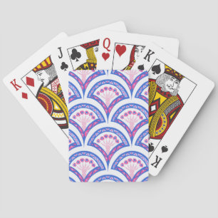blue floral damask pattern  playing cards