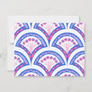 blue floral damask pattern  postcard