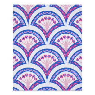 blue floral damask pattern  poster